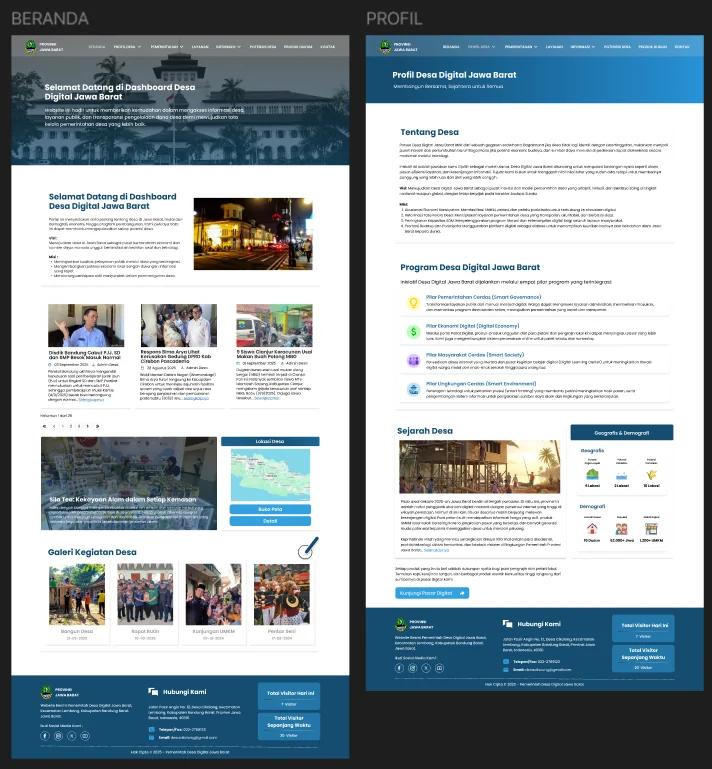 Home and Profile page designs for a digital village website